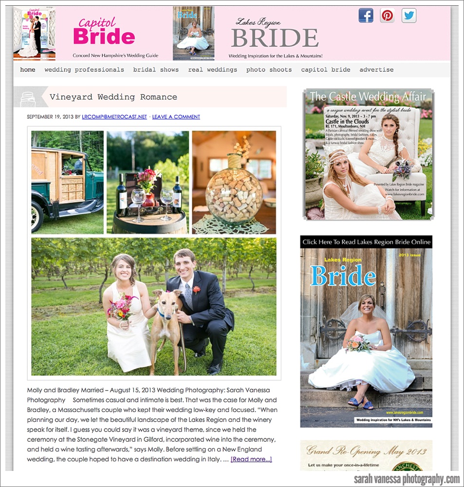 Lakes Region Bride Magazine Blog NH Wedding Photography