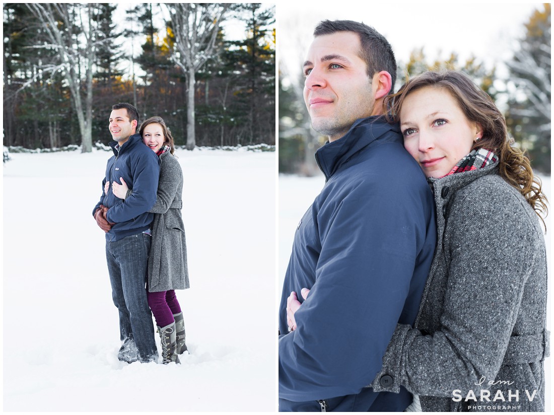 Newmarket NH Engagement Session Field Snow IAMSARAHV Photography