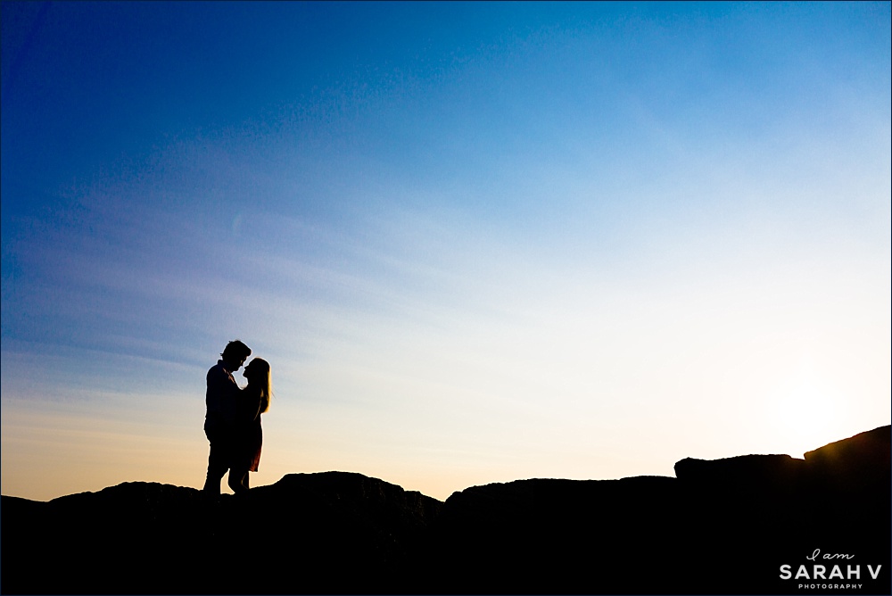 New Castle New Hampshire Engagement Shoot Wedding Photographer Rocky Coast Silhouette Image / I AM SARAH V Photography