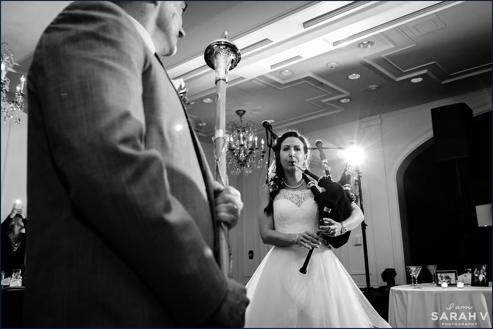 New Castle New Hampshire Wedding Photographer Wentworth by the Sea Bride Bagpipes Photo Ocean / I AM SARAH V Photography