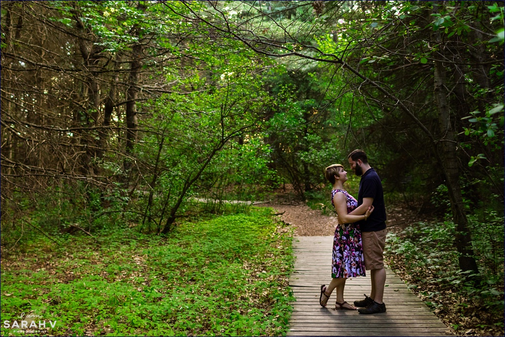 New Hampshire Wedding Photographers Wagon Hill Farm Durham NH Dover Outdoor Engagement Session NH wood walkway