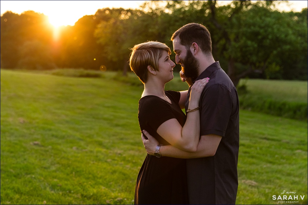 New Hampshire Wedding Photographers Wagon Hill Farm Durham NH Dover Outdoor Engagement Session NH sunset over the field