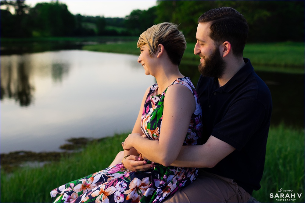 New Hampshire Wedding Photographers Wagon Hill Farm Durham NH Dover Outdoor Engagement Session NH laughing near the water