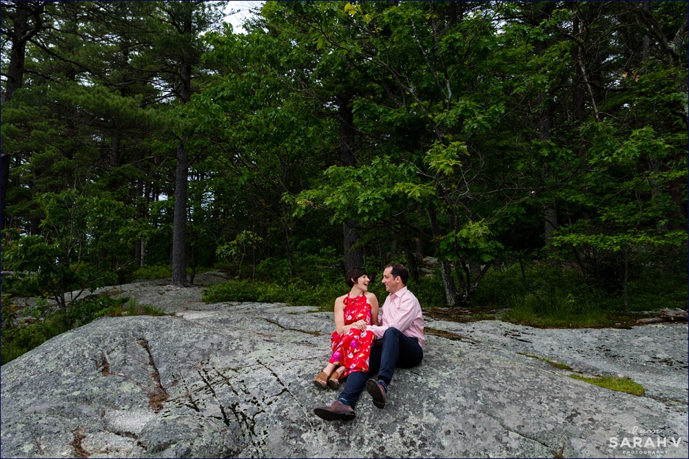 On the rocks Maudslay State Park Newburyport, MA Maine Wedding Photographers Engagement Session Woods Waterfalls / I AM SARAH V Photography