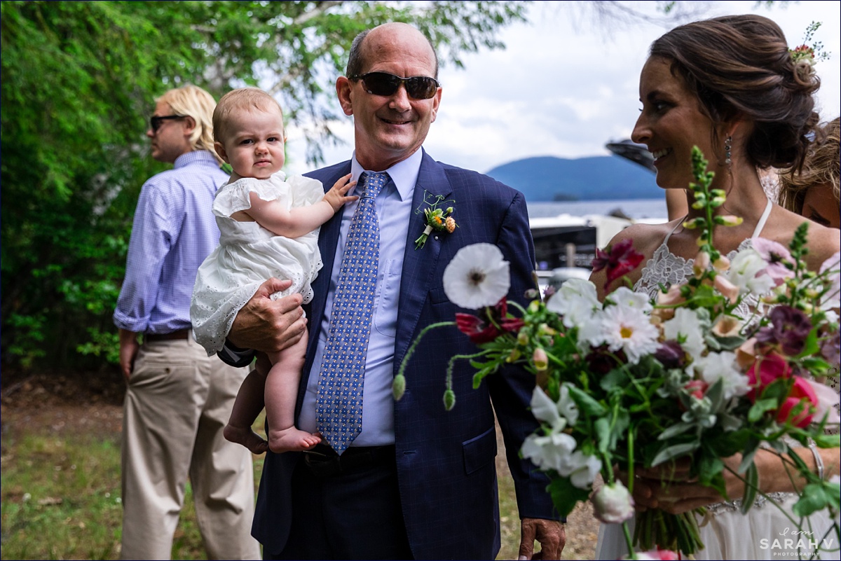 The bride, her father and her daughter arrive to Church Island to get ready for the ceremony to start