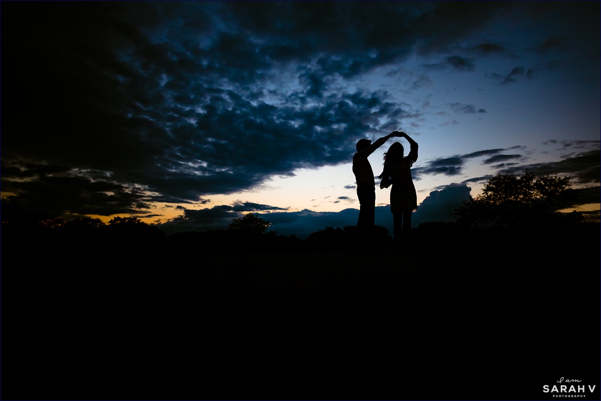 Portsmouth NH Wedding Photographers New Hampshire Durham Wagon Hill Farm Ocean Field Engagement Session Silhouette Stormy Sky Adventure Photo / I AM SARAH V Photography