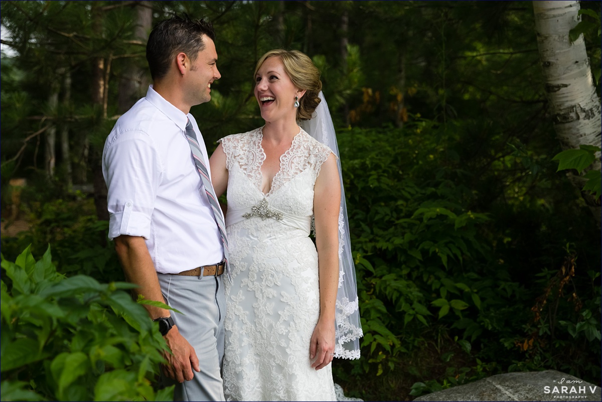 The Preserve New Hampshire Wedding Photographer NH Mt. Chocorua in Tamworth Lake Woods Greenery Bride and Groom at the Lake with the Mountains