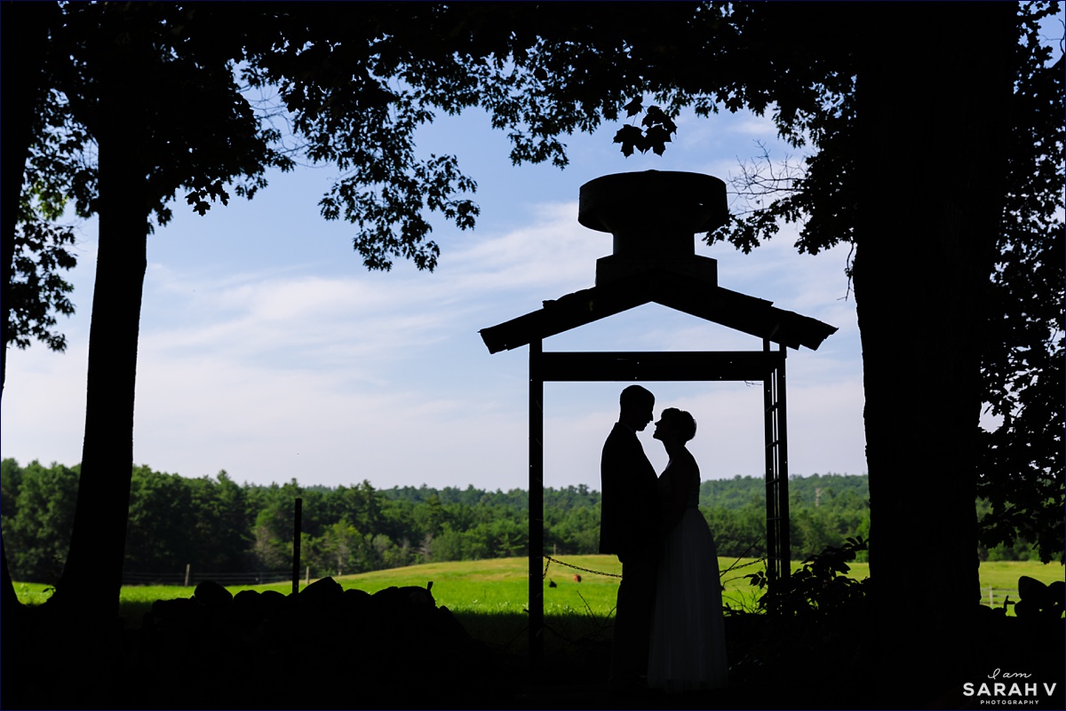 Bedrock Gardens New Hampshire Elopement Photographer Lee NH Bride Groom portraits outdoor elope photo silhouette