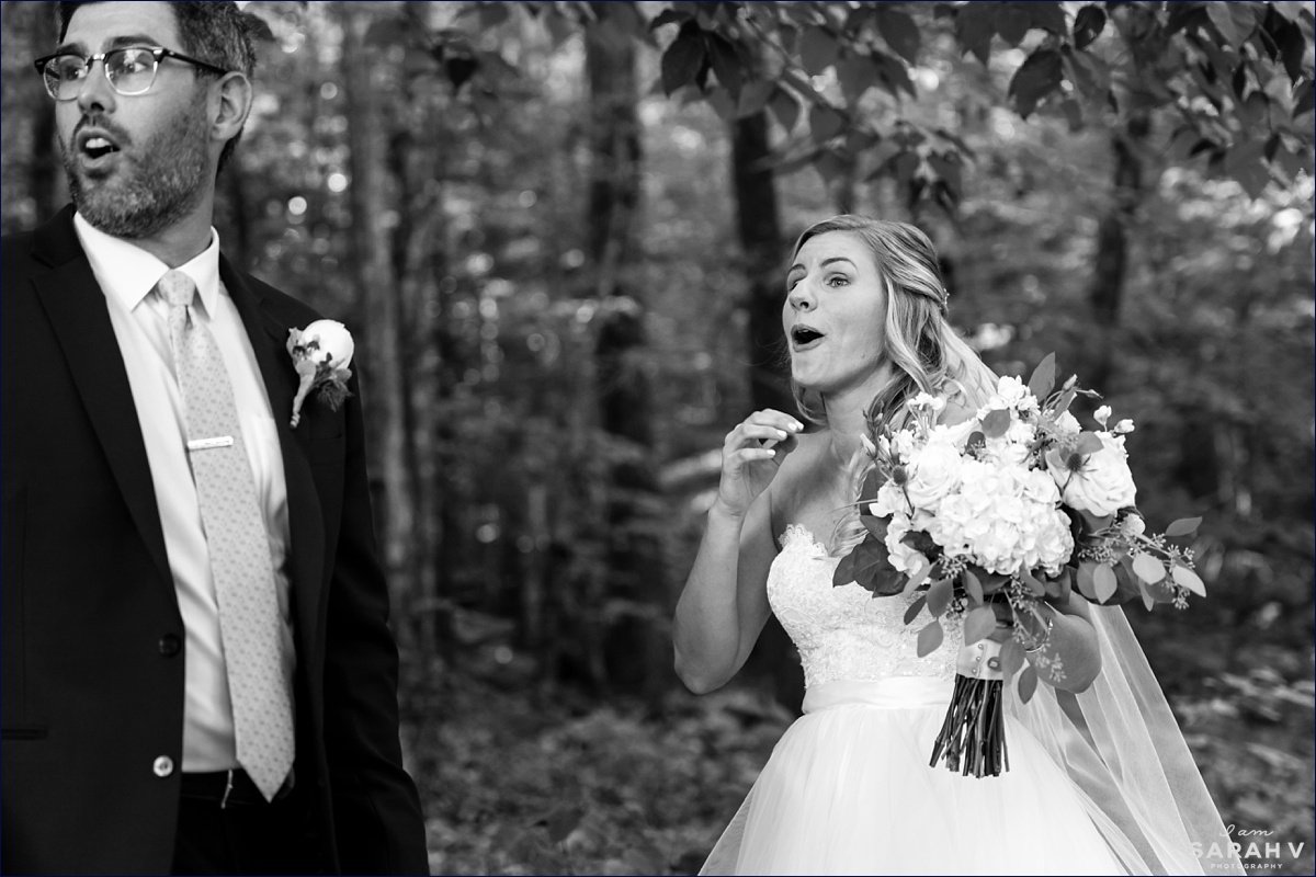 Alnoba New Hampshire Wedding Photographers Kensington NH First Look Woods Outdoors Renewable Photo / I AM SARAH V Photography