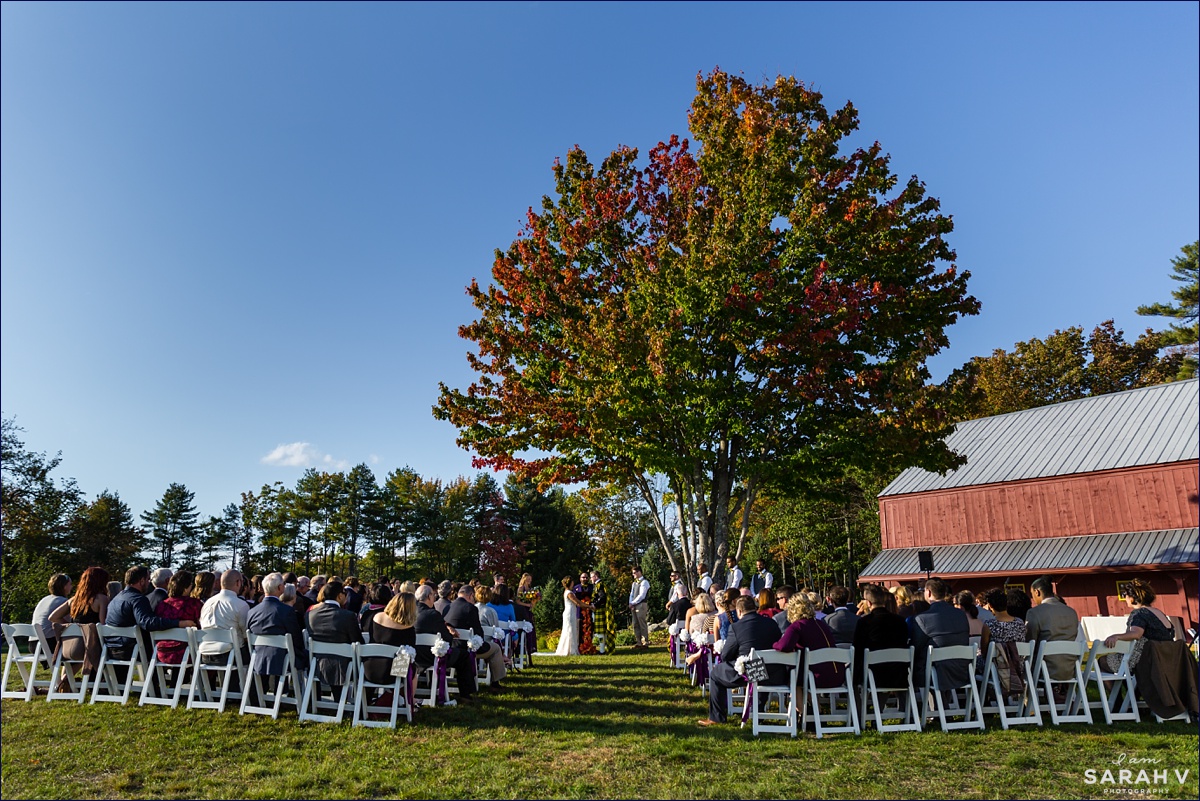 William Allen Farm wedding Photographer the beautiful fall grounds at the farm during the ceremony outdoors in Maine
