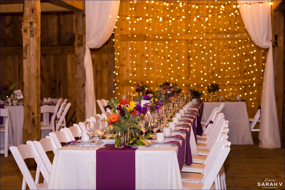 William Allen Farm wedding the decor inside the barn for the reception