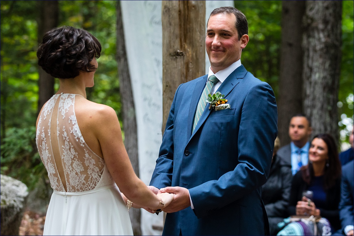 Wedding ceremony in the woods of Maine