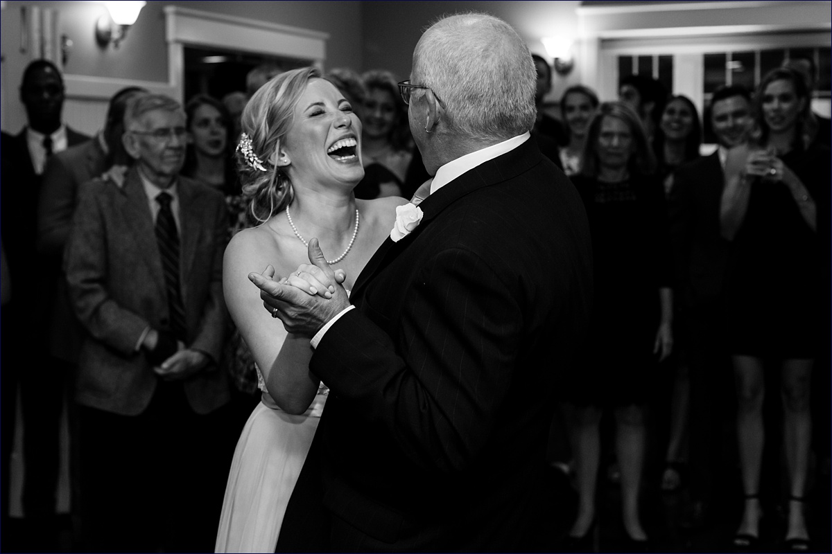 Maine Peaks Inn Wedding Reception Bride dancing with her Dad