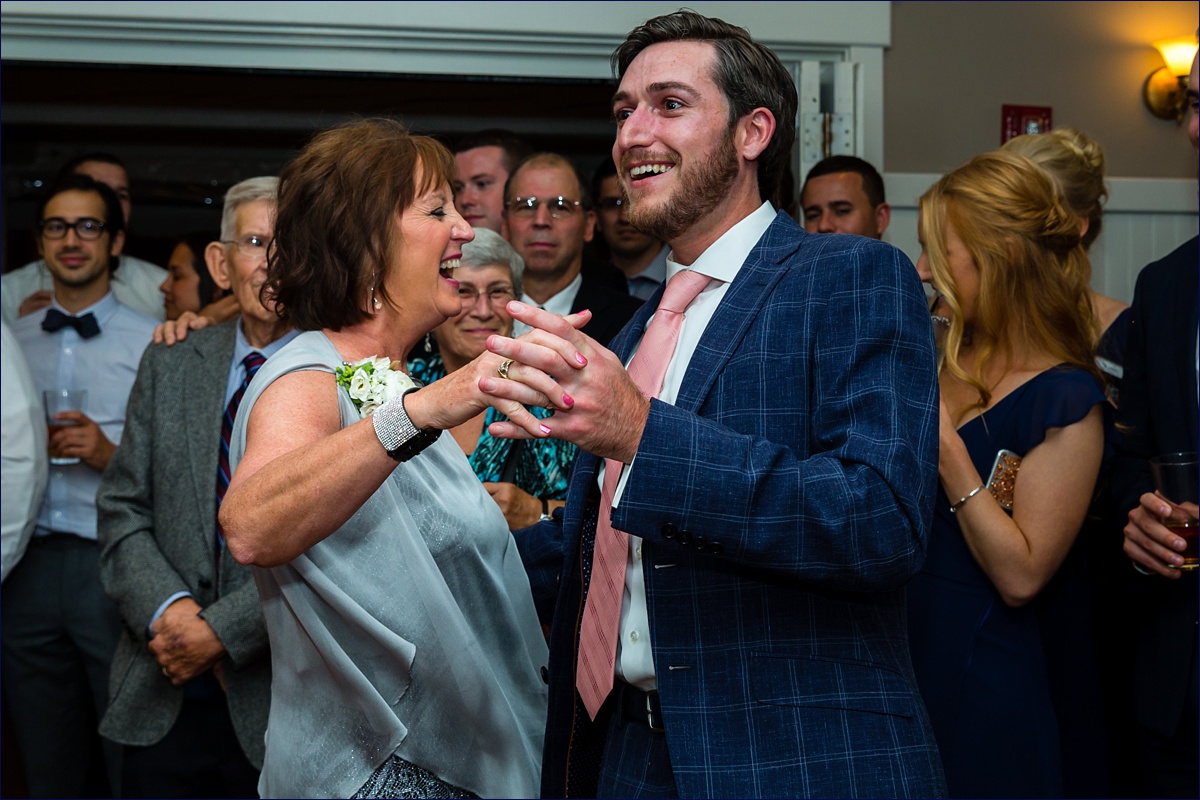 Maine Peaks Inn Wedding Reception Groom dancing with his Mom