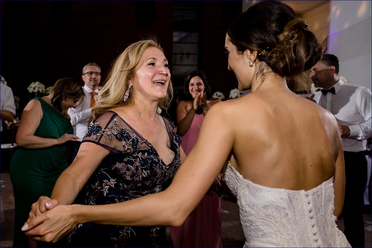 Salem Massachusetts wedding with the bride and her mother dance at the wedding reception