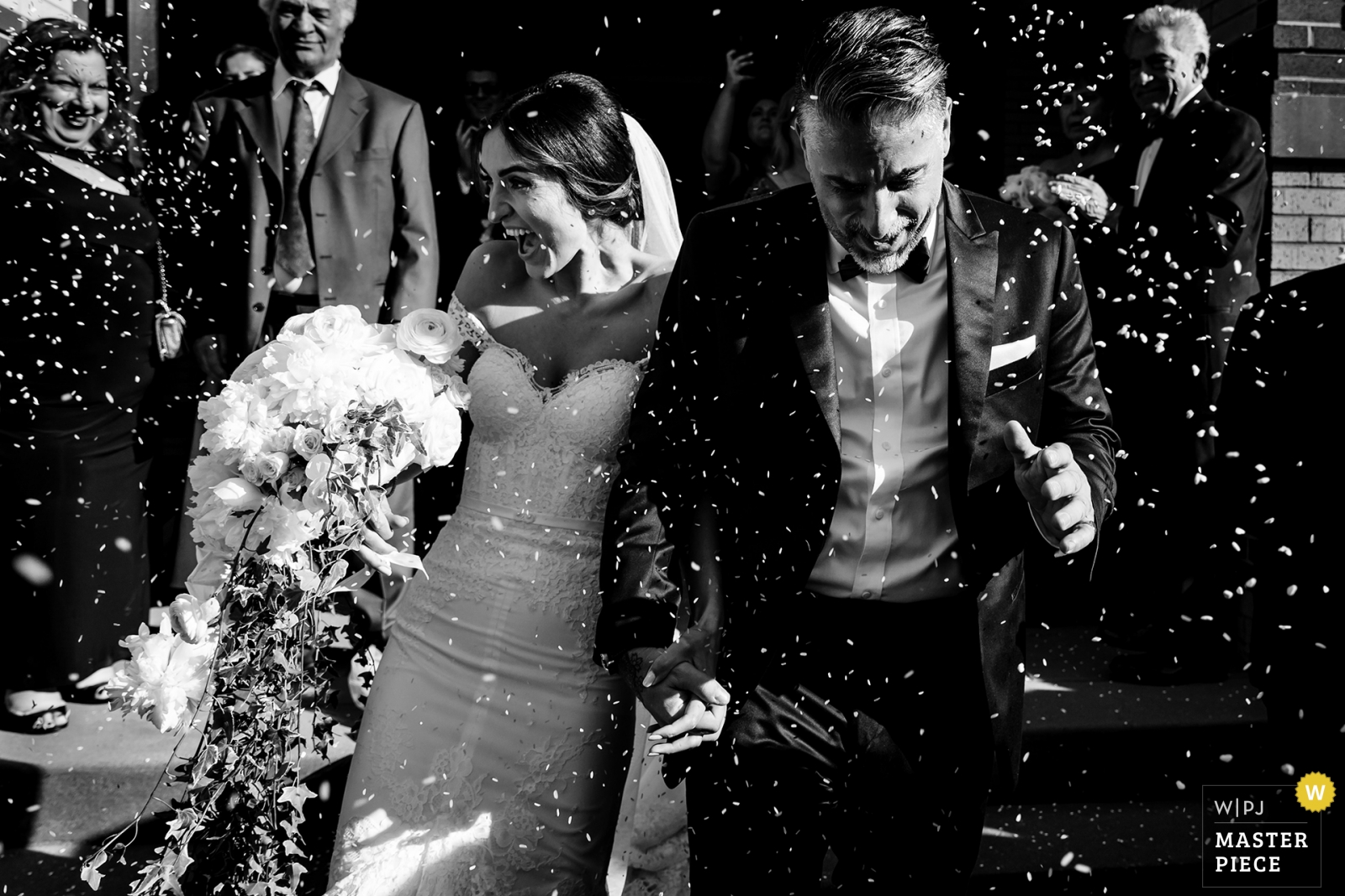 Award Winning New Hampshire Wedding Photographer my image from P + M's Greek Orthodox Wedding in Boston, Massachusetts where they exited the ceremony under a shower of bird seed!