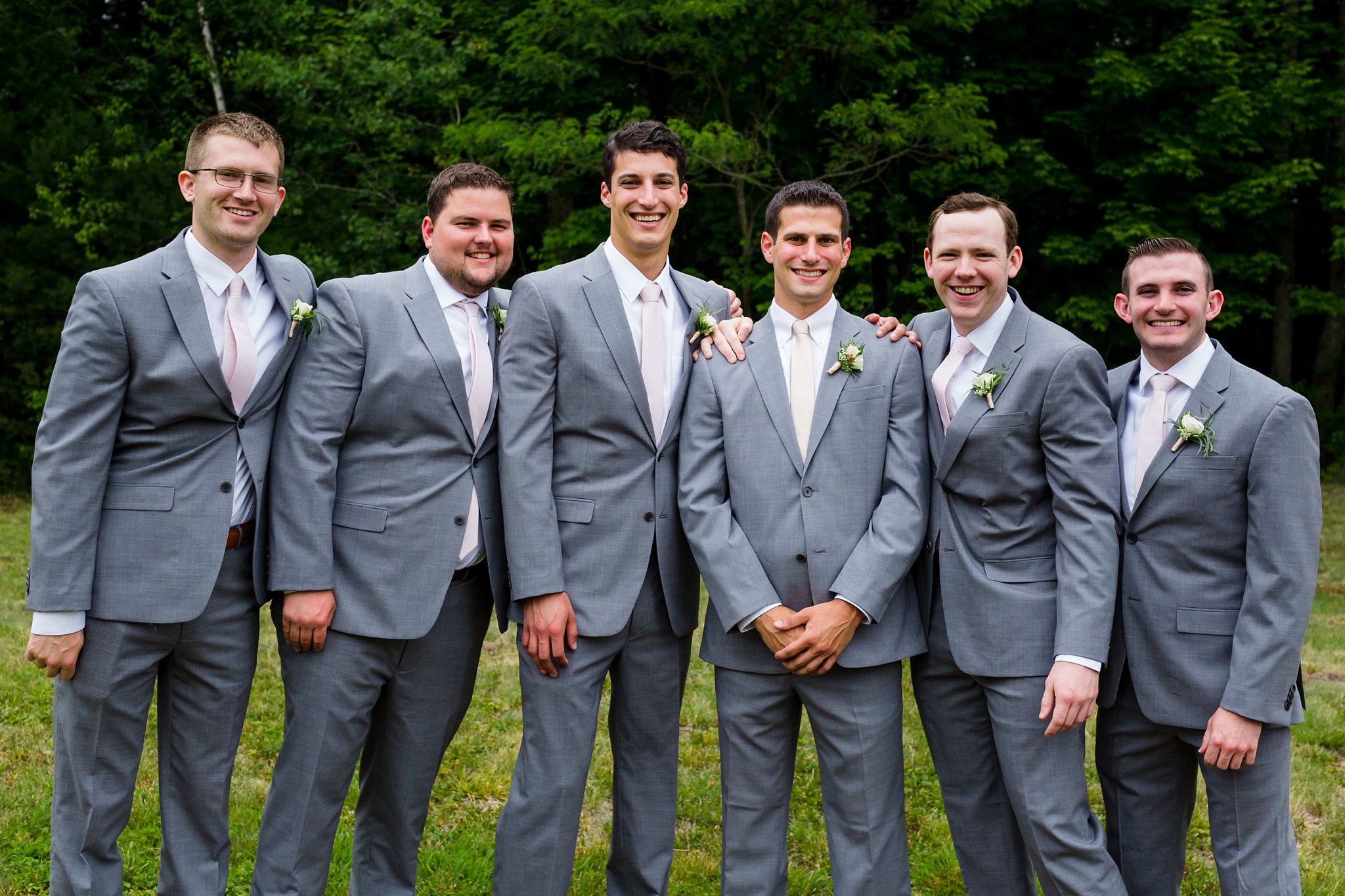 The groom and his friends hang out before the ceremony begins in New Hampshire