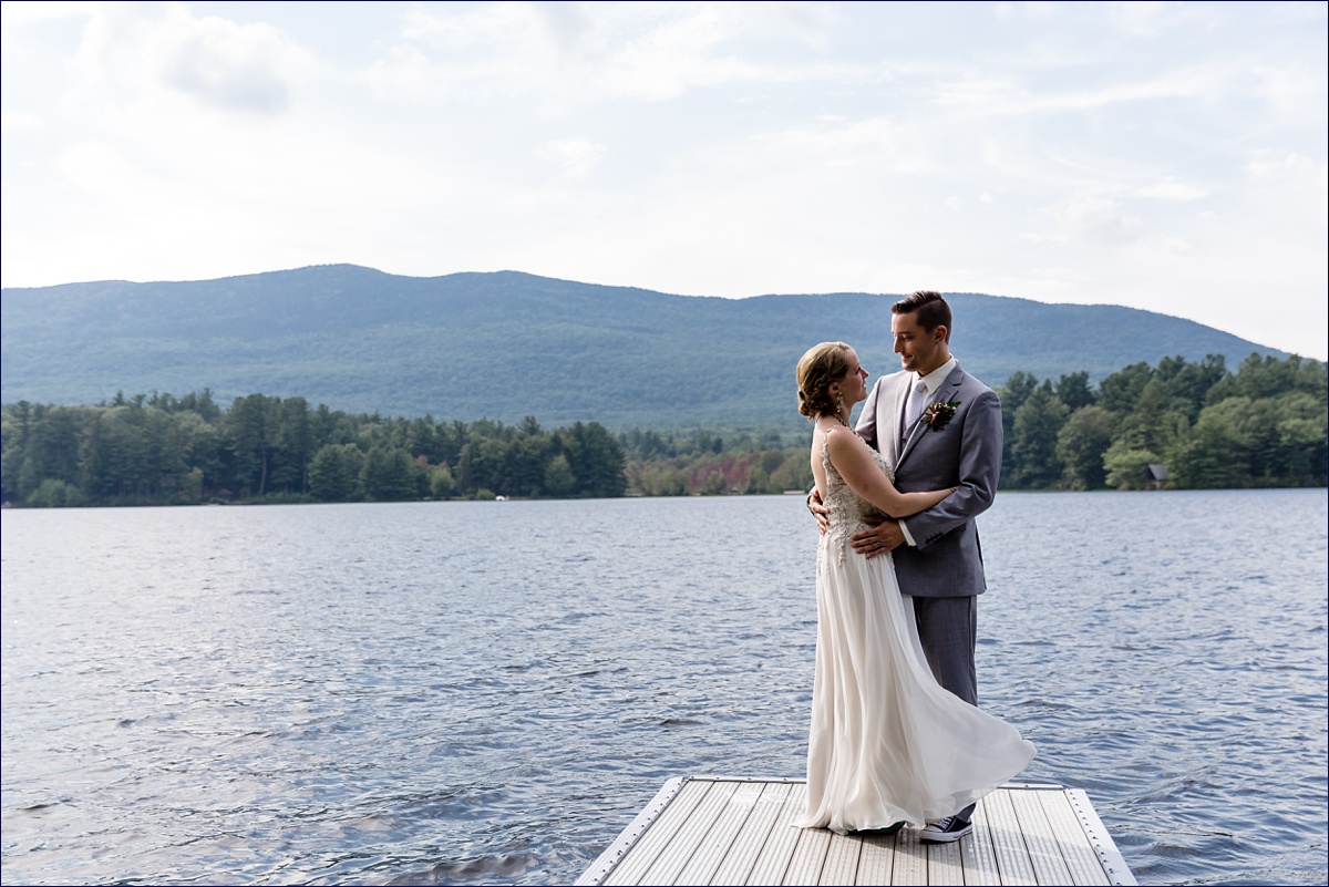 Camp wedding in New Hampshire with Mt Monadnock serving as a backdrop for the newlyweds