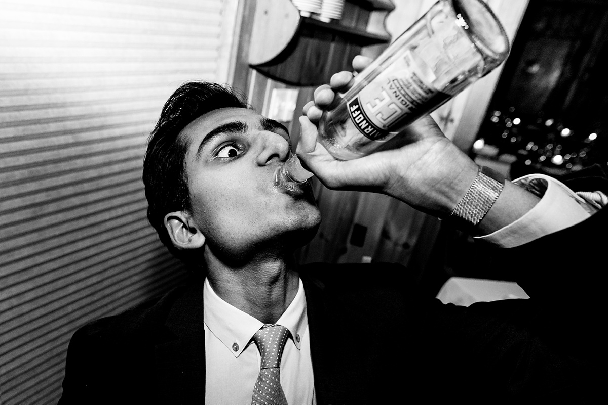 A wedding guest gets iced at the reception
