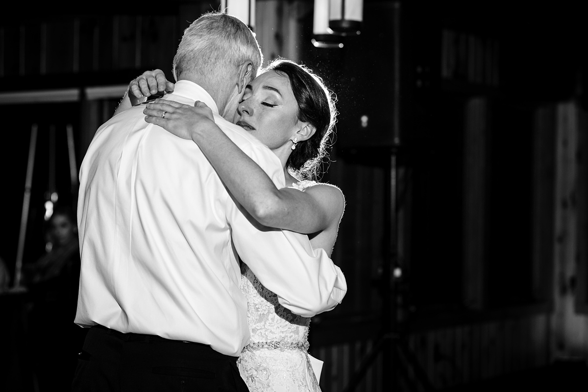 The bride and her father dance at her Maine wedding reception