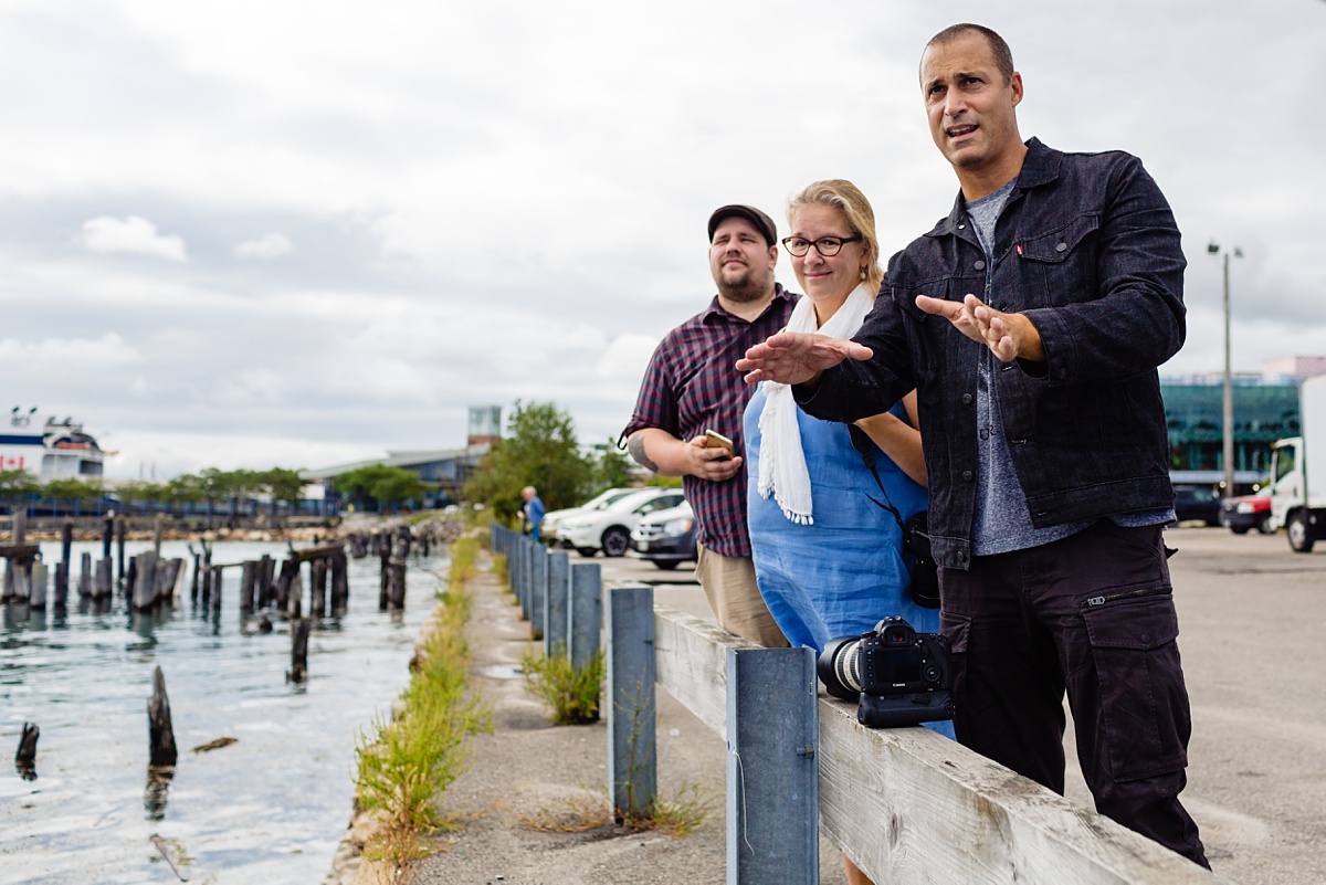 Nigel Barker and finalists for a Portland Maine contest frame up pictures