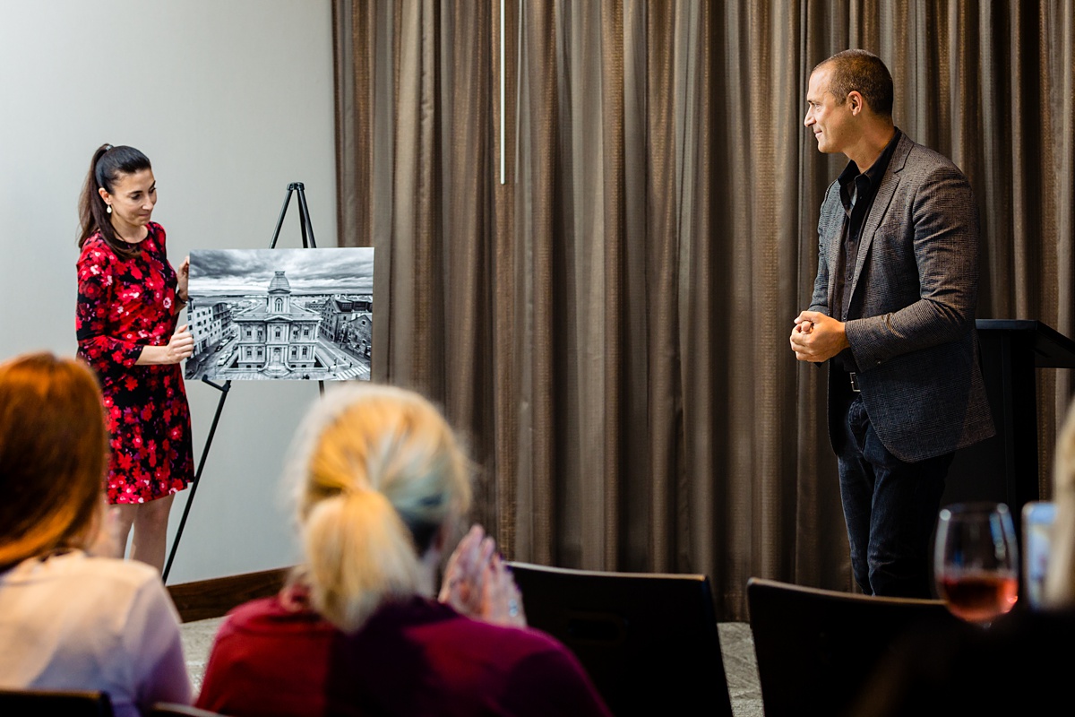 Nigel Barker reveals the winner of the photo contest at the AC Hotel Portland event