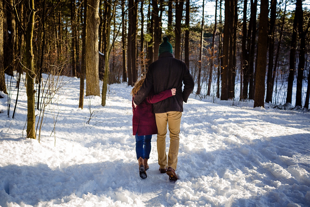 Engagement session with a couple in the winter outside of Boston Massachusetts