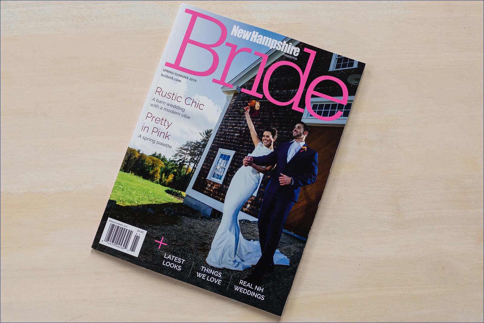 NH Bride Magazine cover featuring a full spread wedding at Squam Lake and The Preserve at Chocorua by NH Wedding Photographer I AM SARAH V Photography