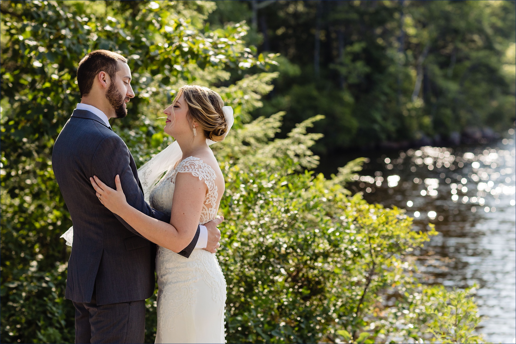 The newlyweds enjoy a quiet bit of time together at The Preserve at Chocorua NH