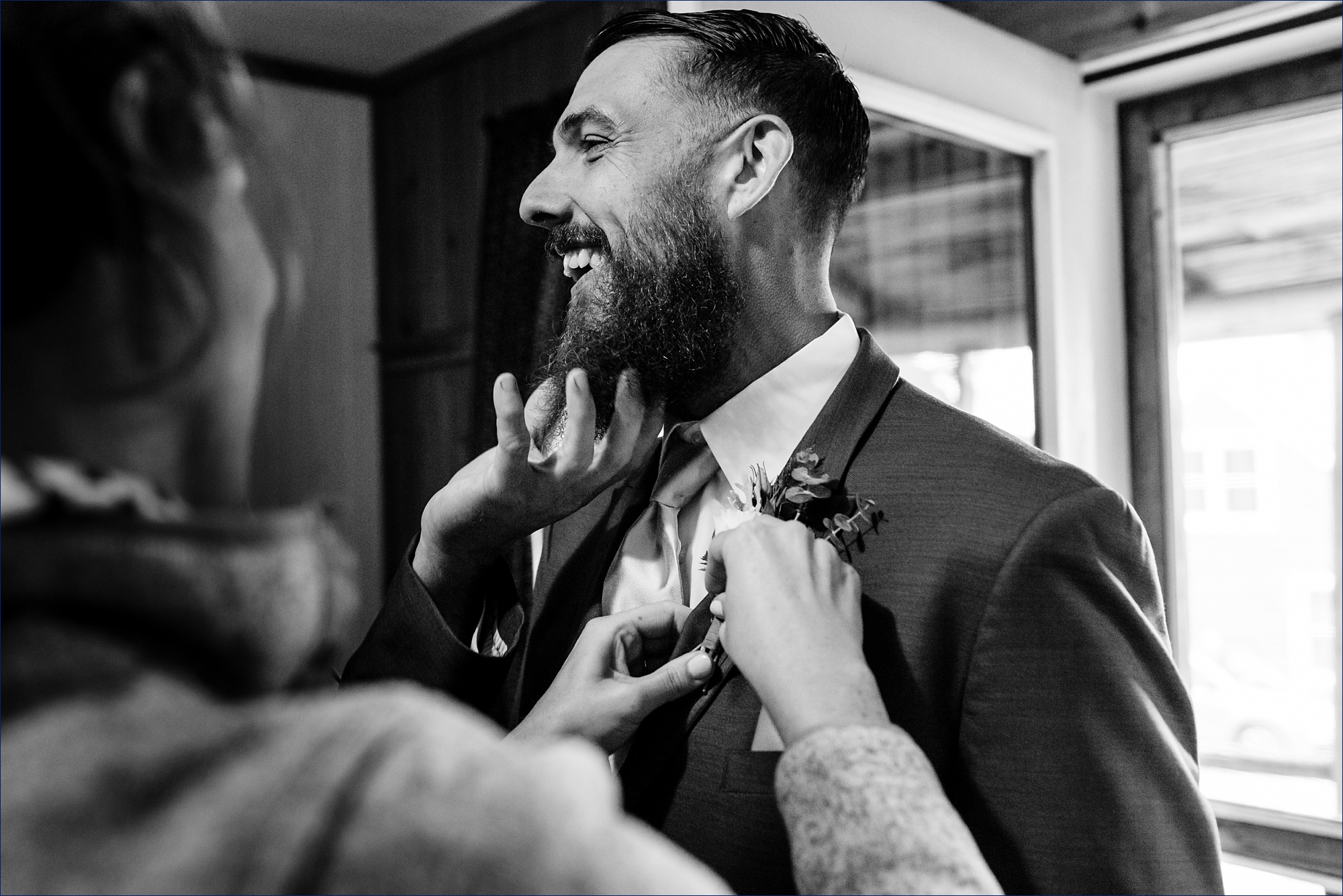 The groom gets all ready with his energetic group of friends on the wedding day
