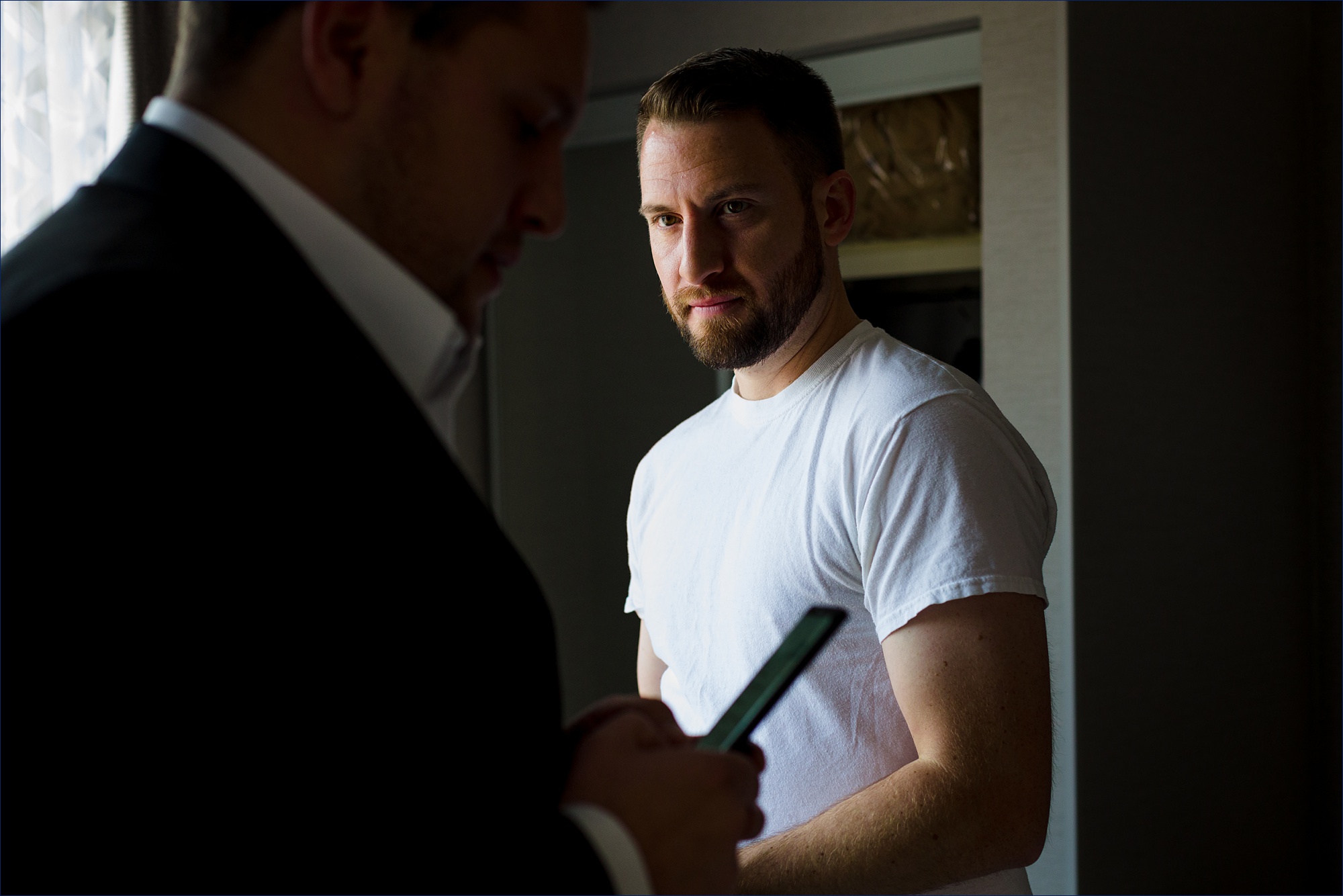 The groom gets ready for the wedding day in New Hampshire