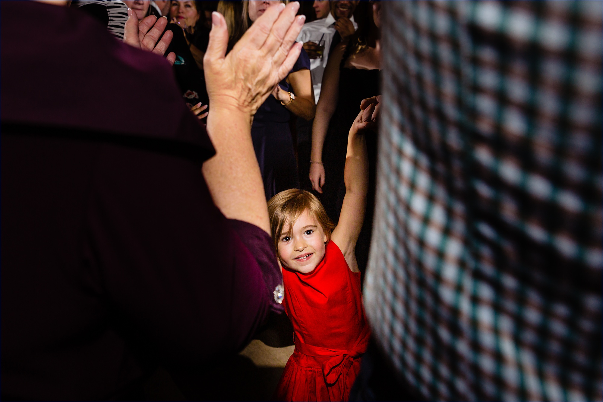 Little guests enjoying the dance floor at the southern Maine wedding