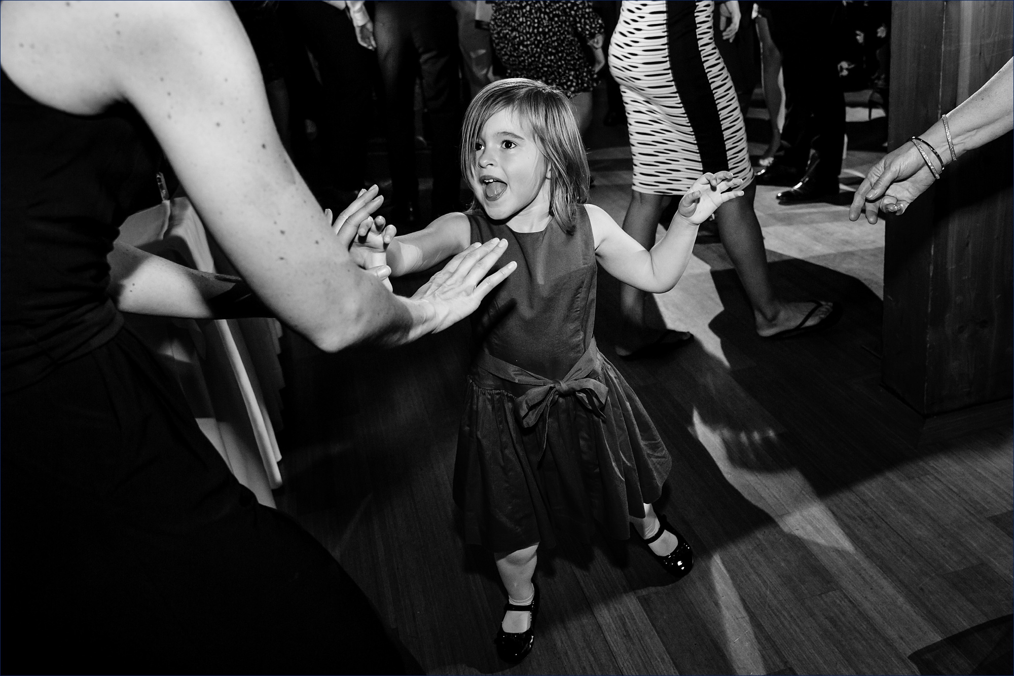 Little guests enjoying the dance floor at the southern Maine wedding