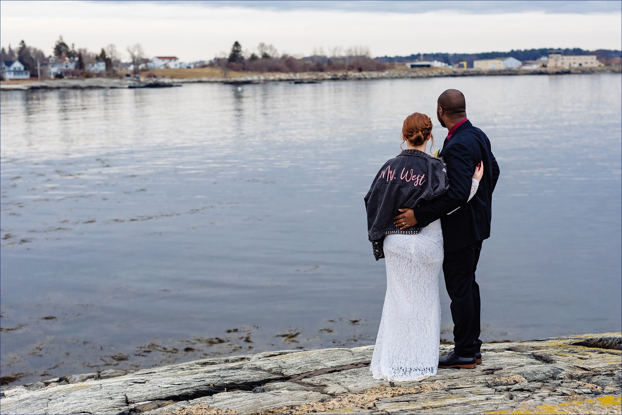 Newlyweds arm in arm after their NH elopement