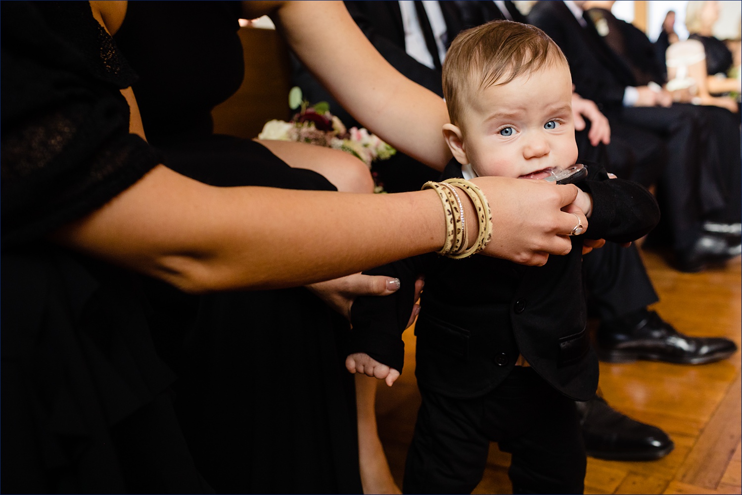 Ring bearer baby at the wedding ceremony