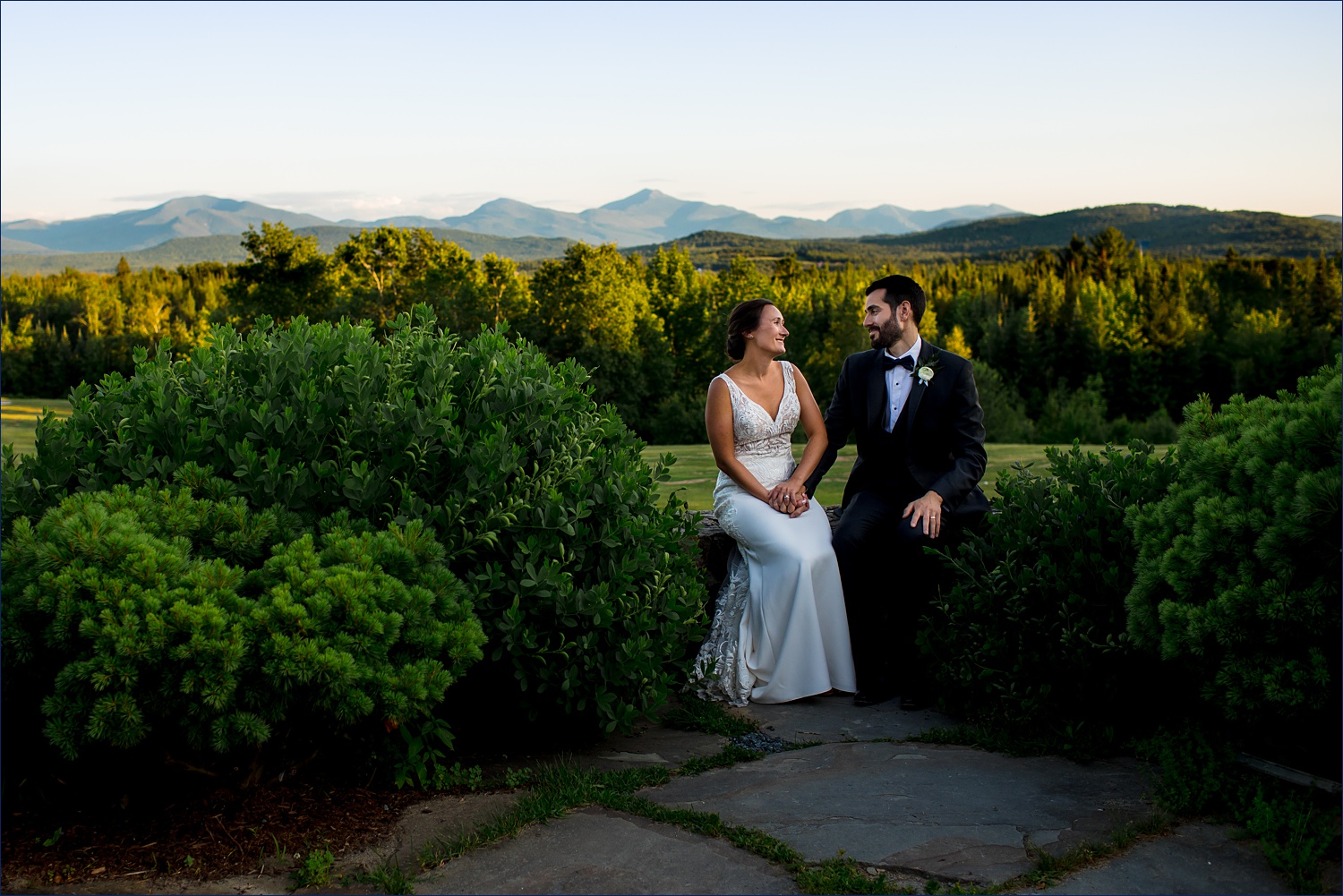 Smiles from the newly married couple in the White Mountains of New Hampshire