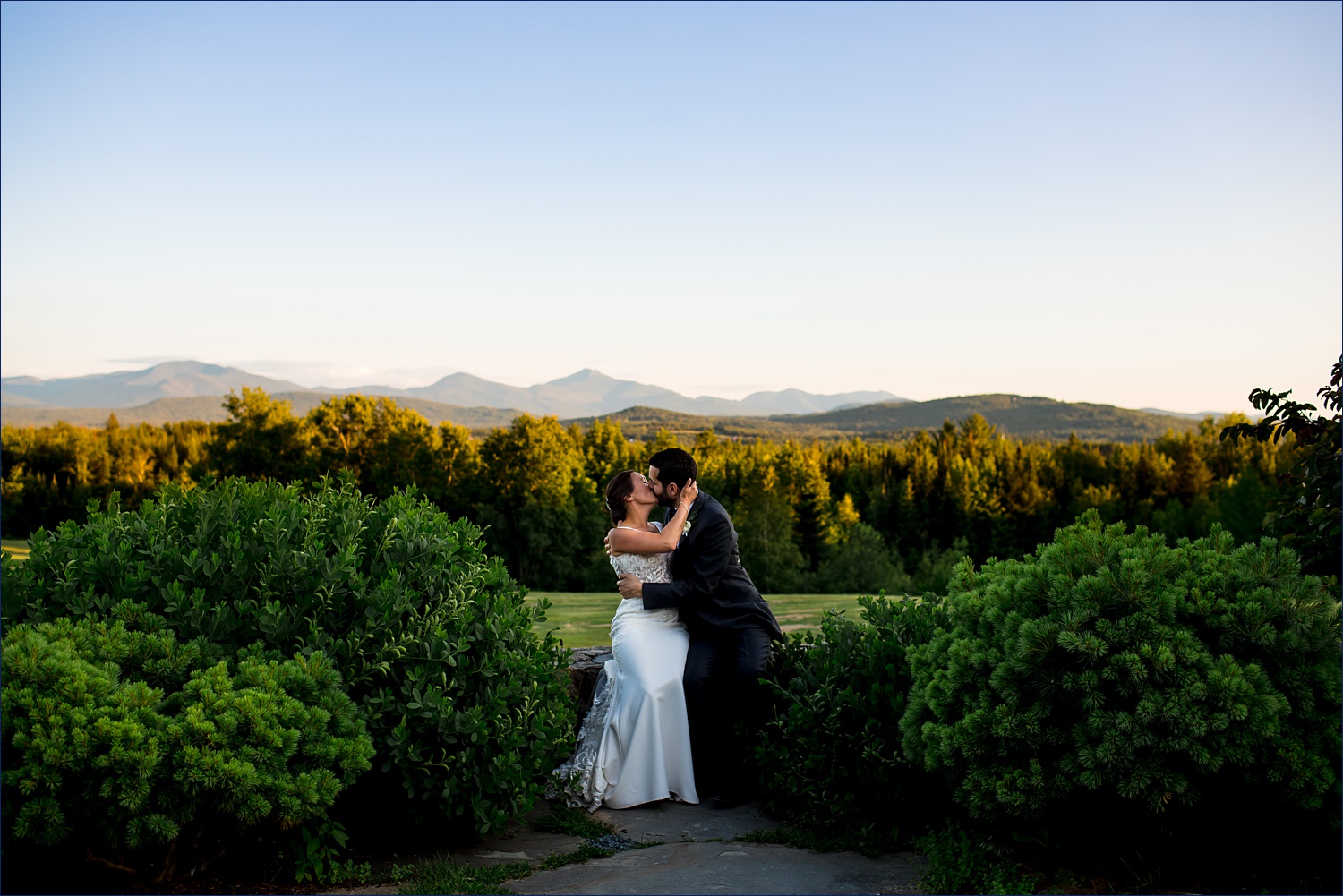 Romance from the wedding couple at the Mountain View Grand Resort in New Hampshire