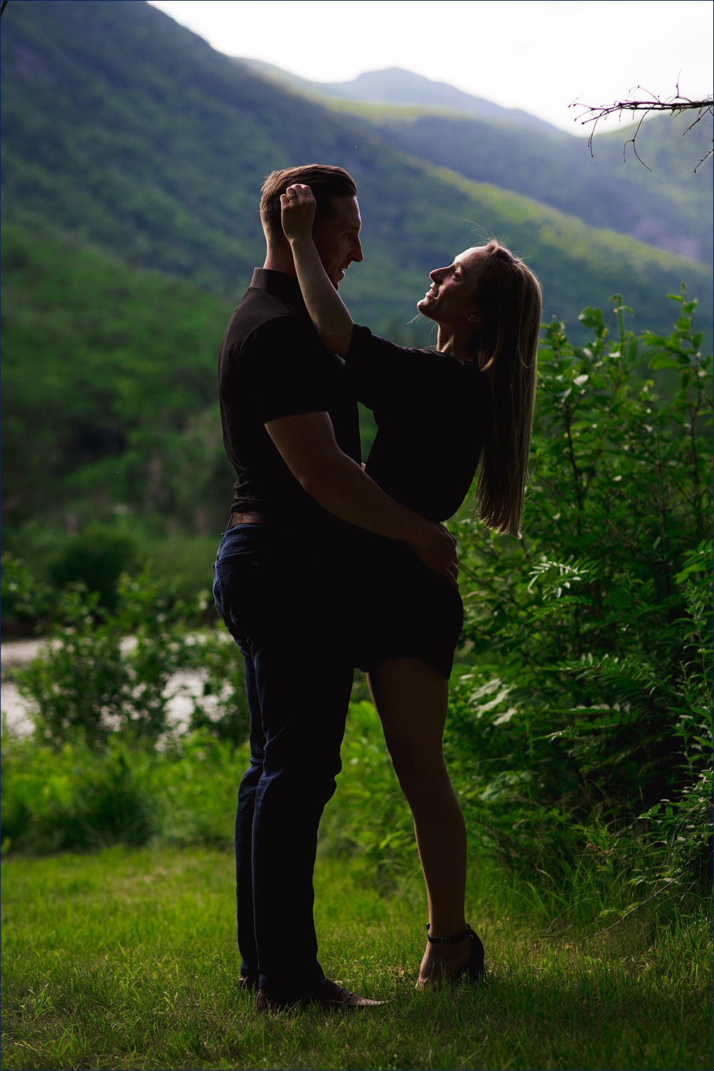 Wooded engagement session up in the White Mountains NH