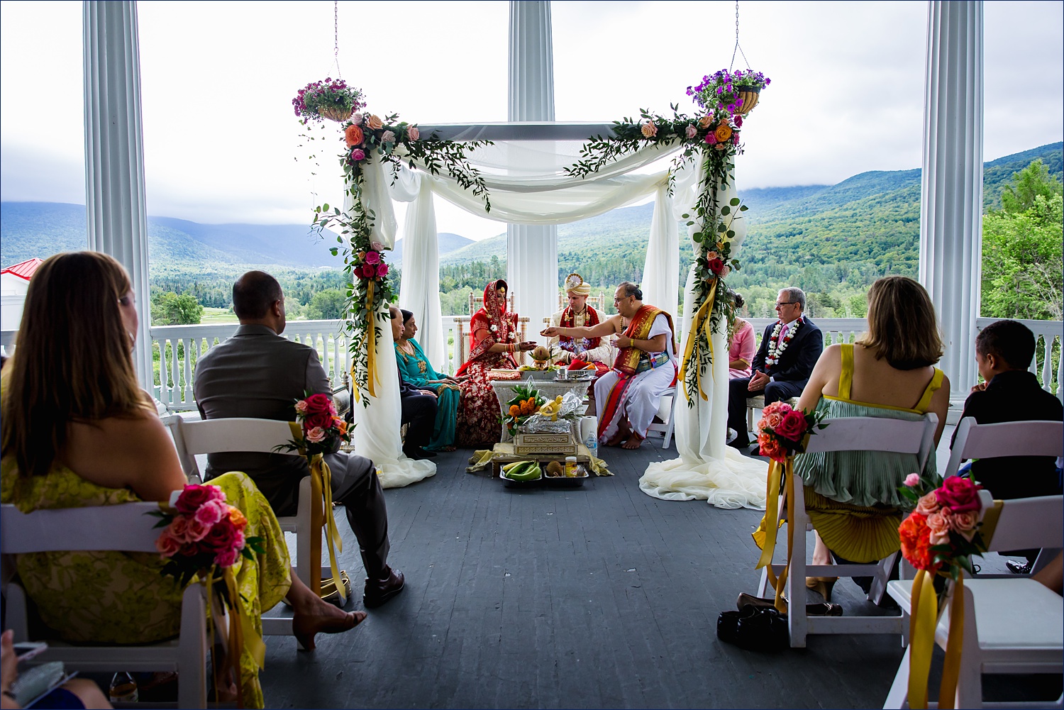 The Hindu wedding ceremony on the veranda at Omni Mount Washington Resort in NH