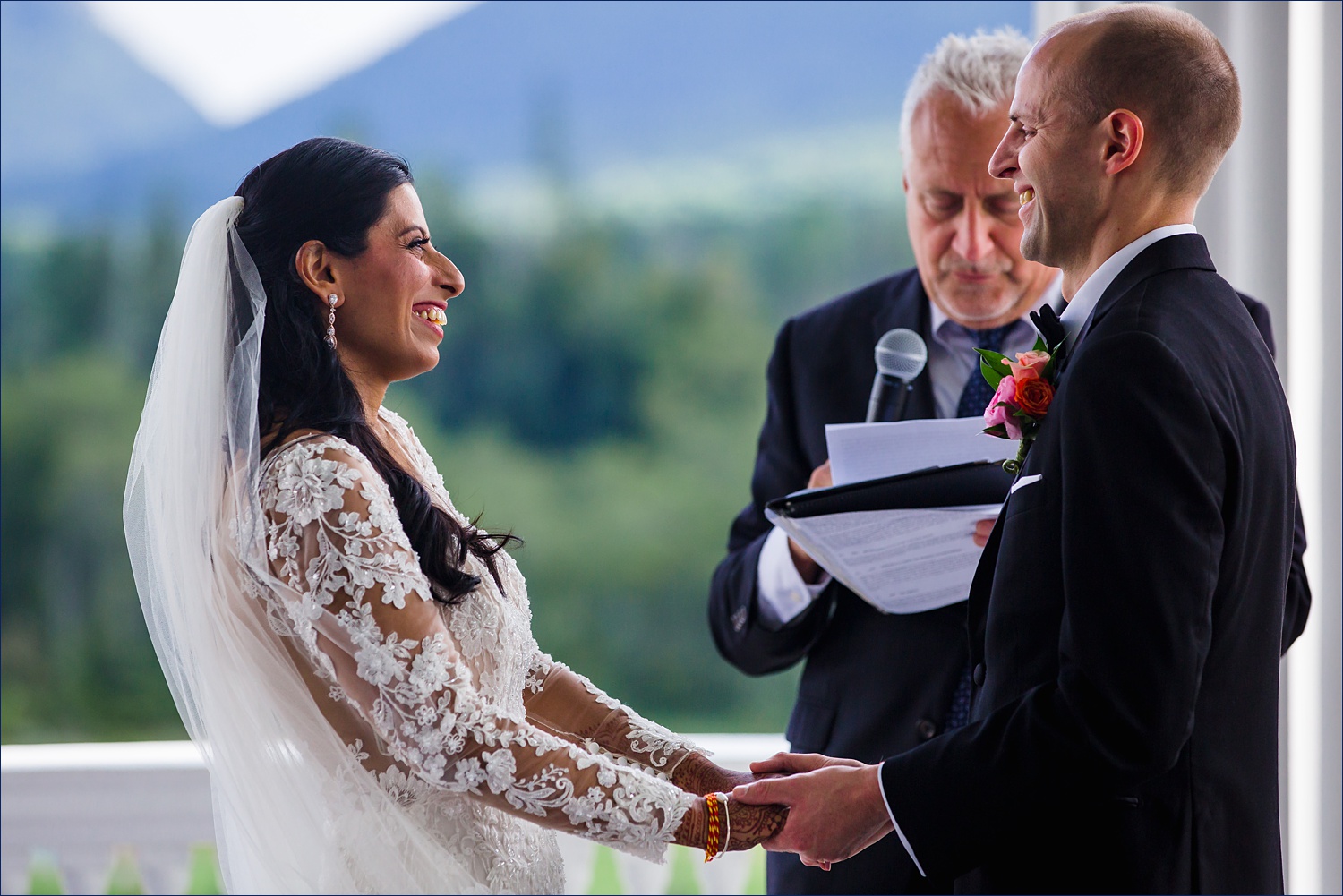 The second wedding reception on the veranda at Mount Omni Washington Resort