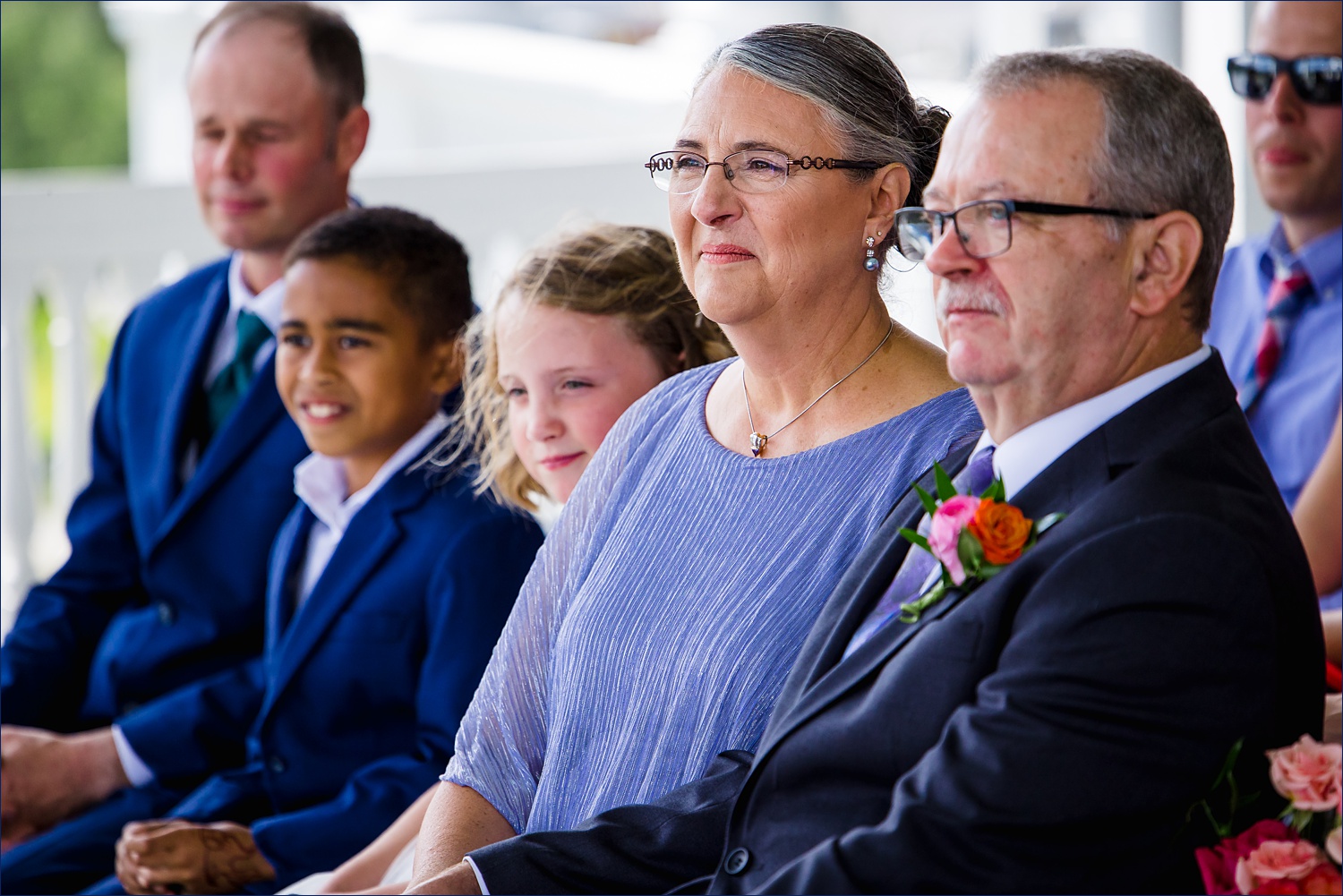Family watches the wedding ceremony in New Hampshire