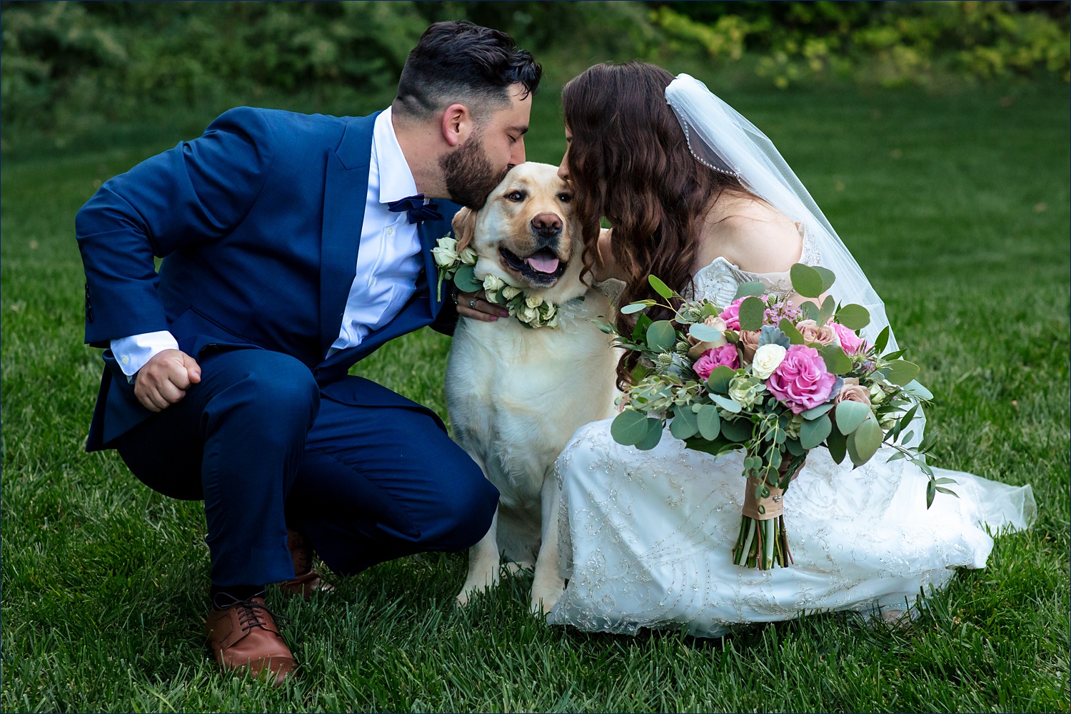 The bride, groom and their beloved dog