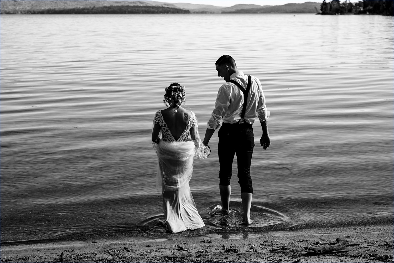 Heading out into the lake for their New Hampshire Elopement