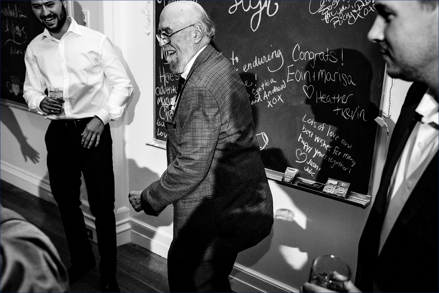 Father of the bride dances at the wedding reception