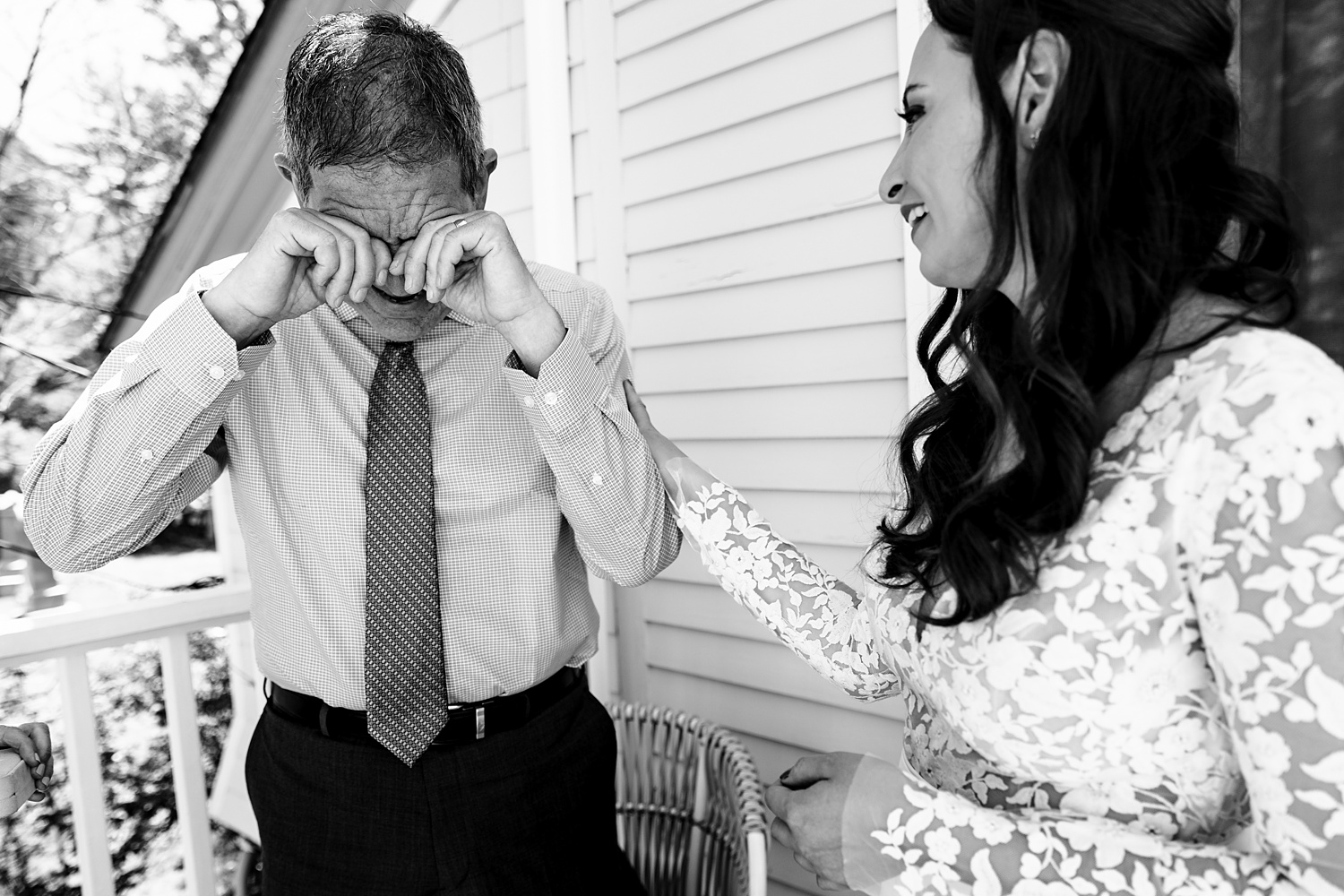 The father of the bride tears up seeing his daughter at her Ogunquit elopement