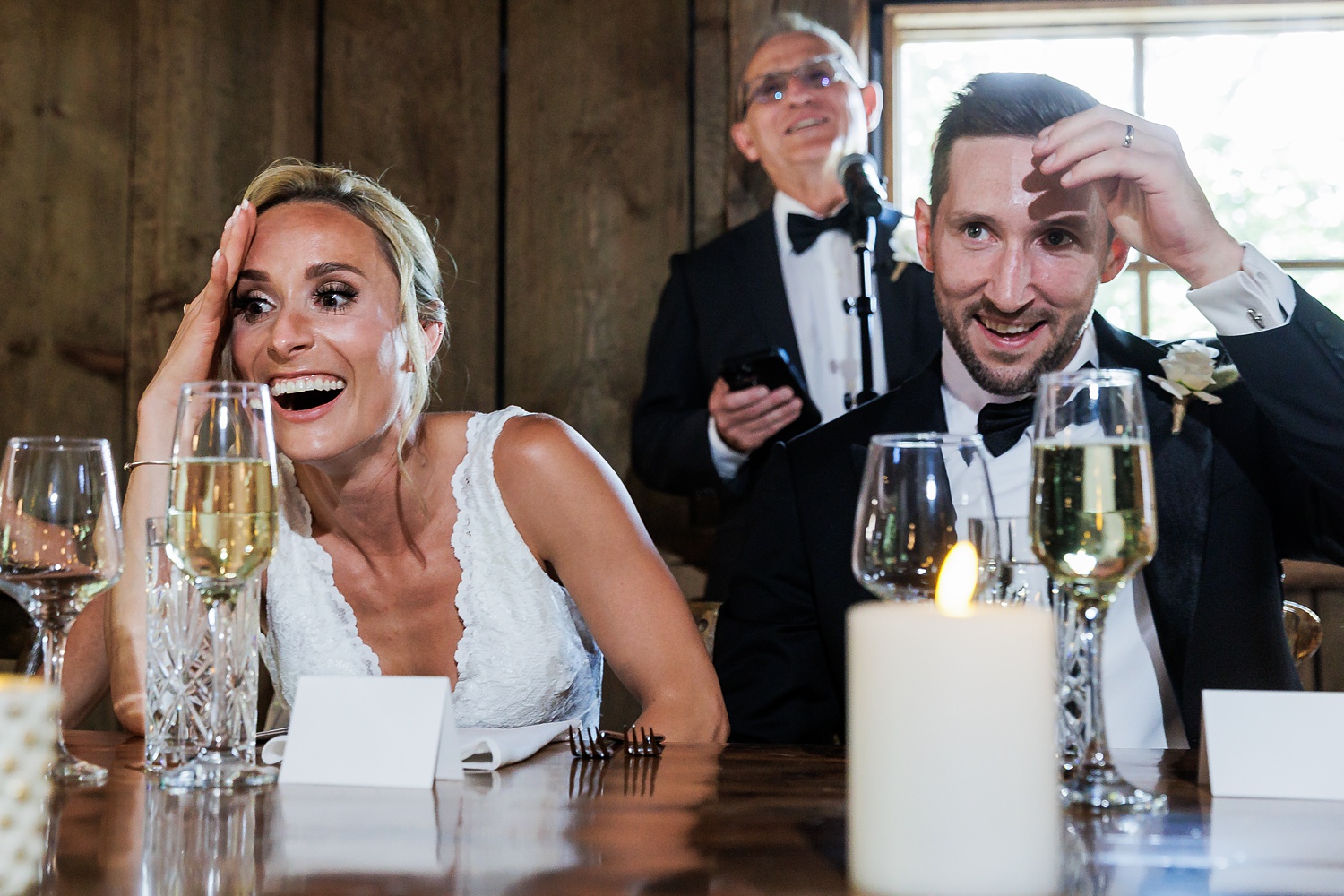 The father of the bride gives an incredibly shocking and funny toast on the wedding day in Maine