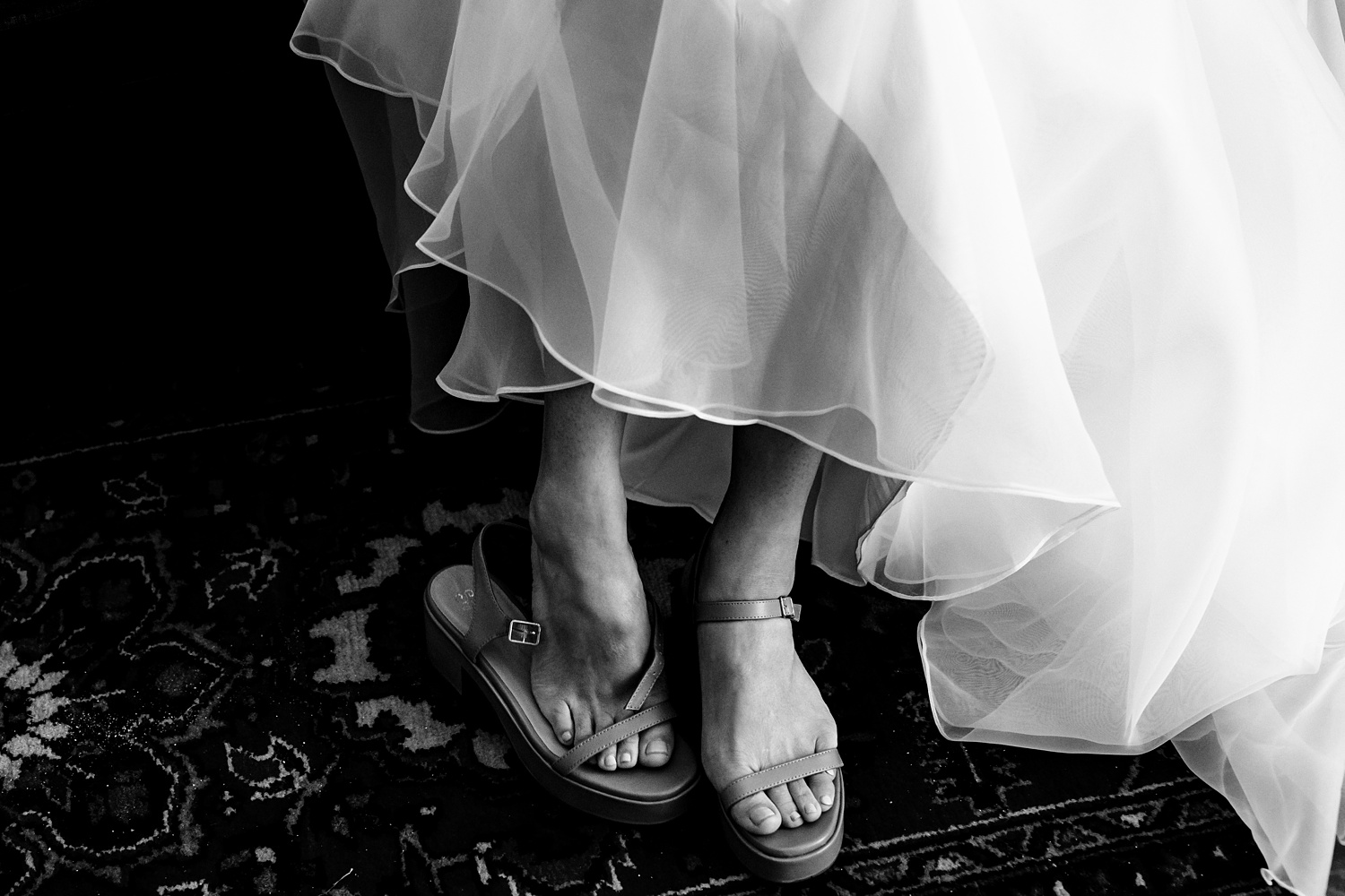 Putting on the wedding day shoes