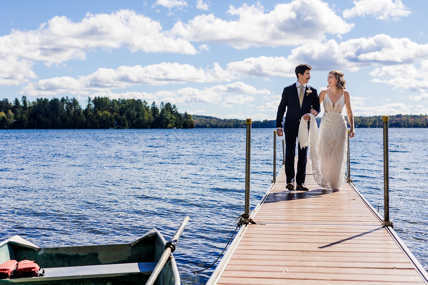 Walking out on the dock after hanging out for their first look