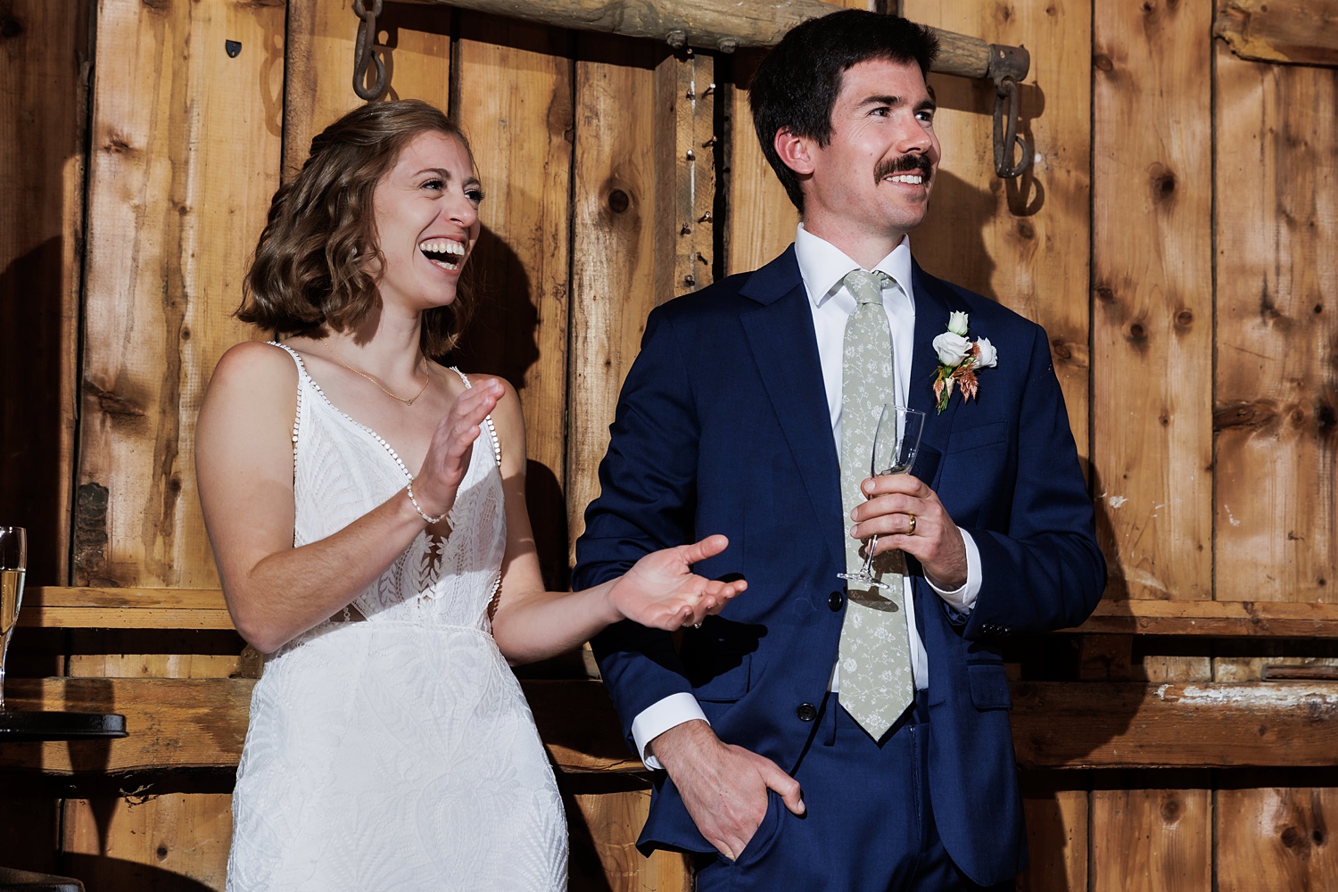 Laughing at toasts on the wedding day
