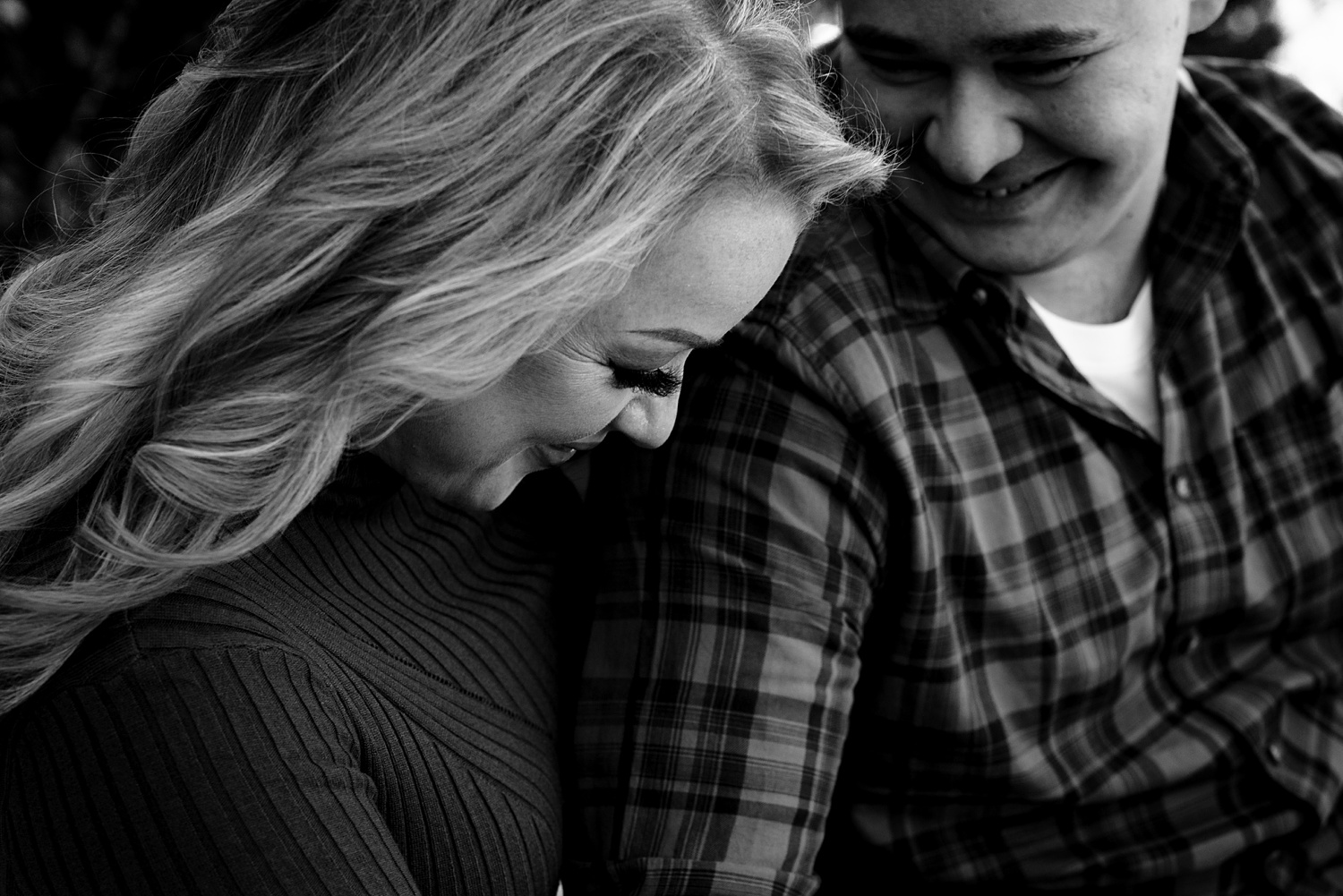Laughing at their engagement session in NH